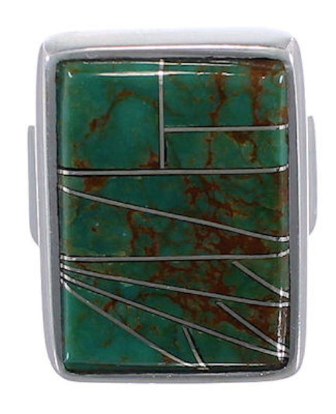 High Quality Sterling Silver Turquoise Inlay Ring Size 7-1/2 WX37389